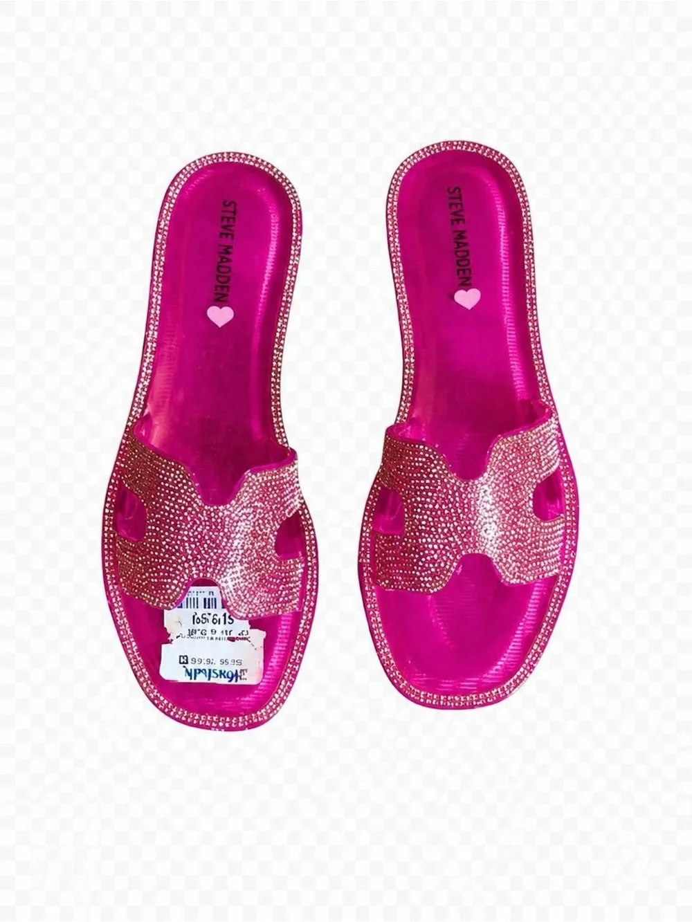 Steve Madden Girls Bright Pink Glitter Slide Sandals Size 5